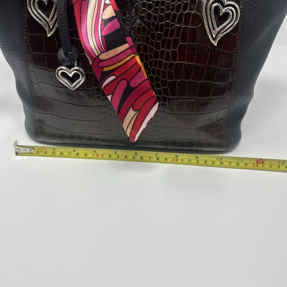 Brighton Shoulder Handbag Two Tone Black and Brown Purse W/ Dust Bag